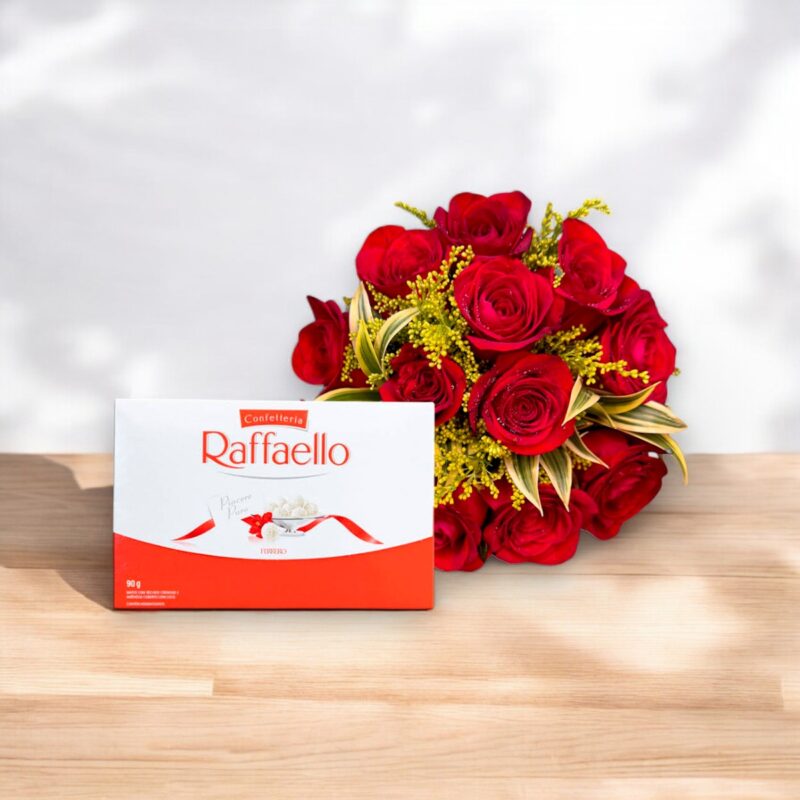 Kit 12 Rosas Vermelhas e Chocolates: Presente Elegante